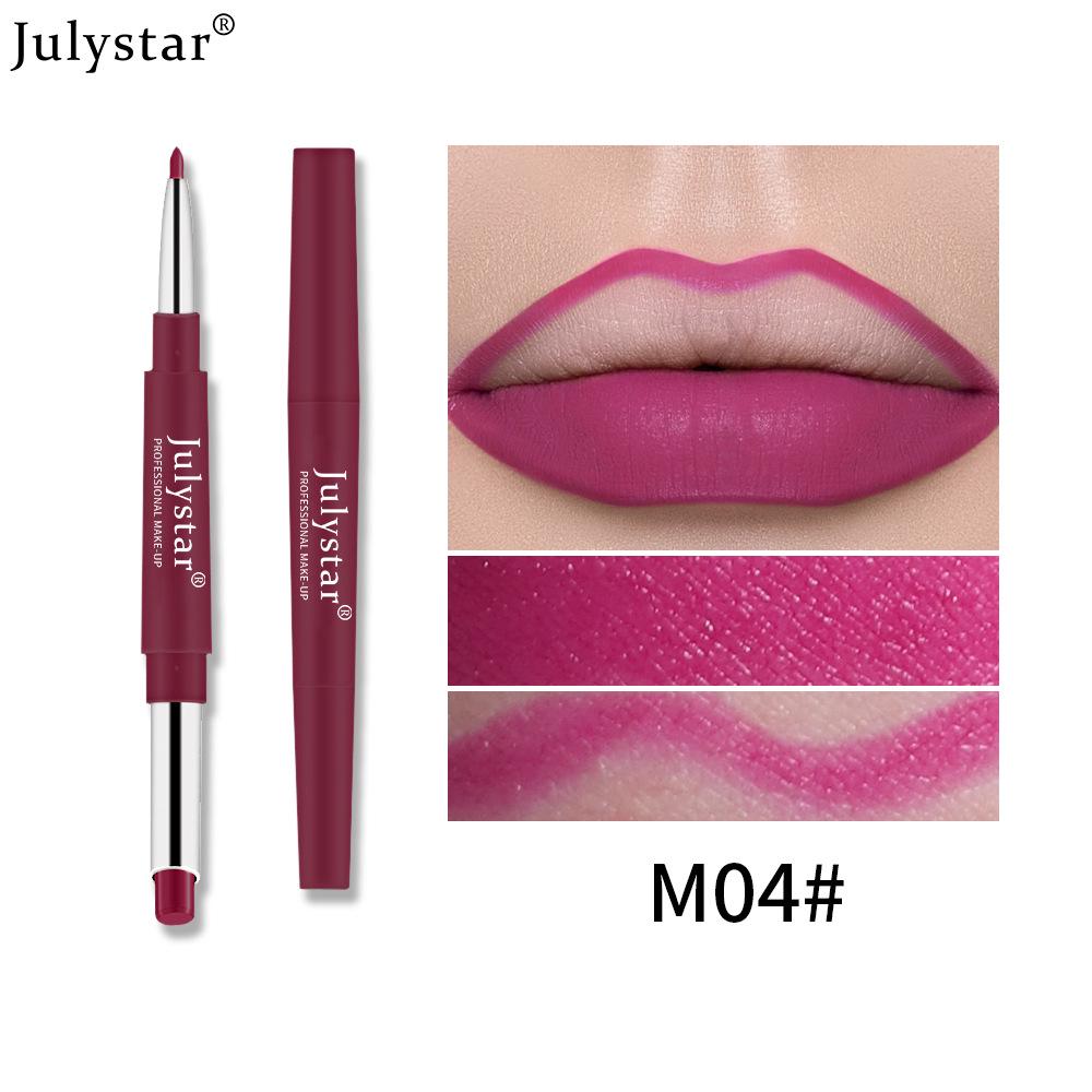 Европейская и американская двусторонняя стойкая помада и карандаш для губ - Розовый выдвижной не тускнеющий, не оставляющий следов на чашке.