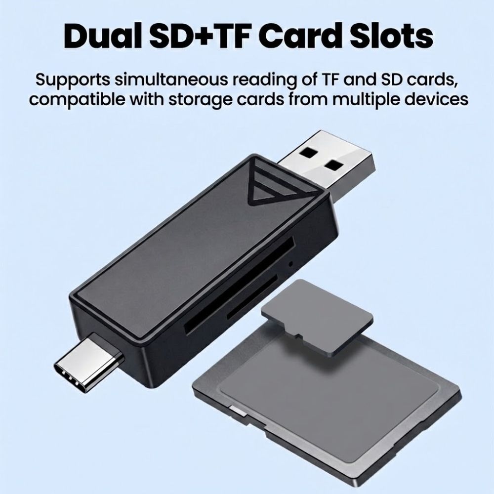 2TB Large Capacity TF/SD Card Adaper 2-in-1 Memory Card Readers for Phone Laptop