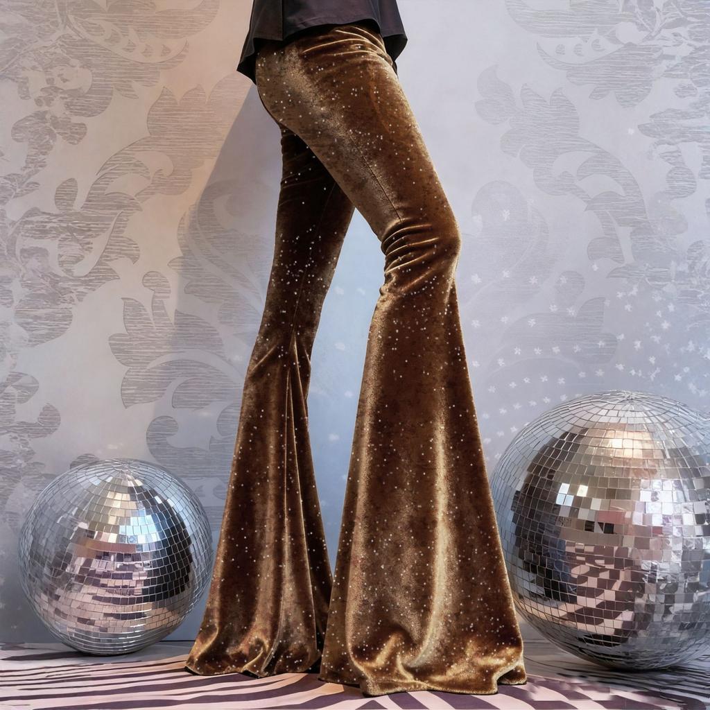 Женские Модные Цветные Винтажные Вельветовые Расклешенные Брюки с Высокой Талией Эластичные Повседневные Брюки-Клеш