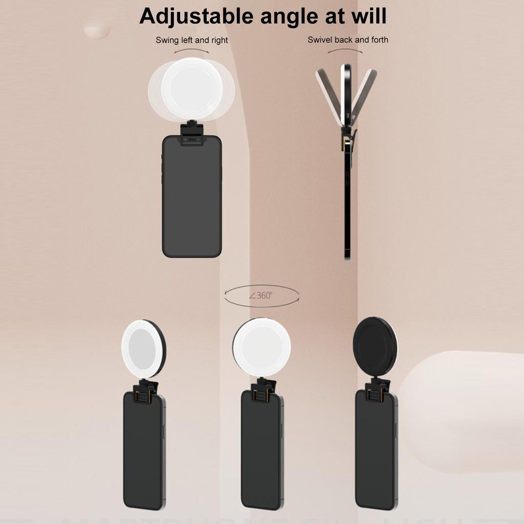 Заполняющий светильник для селфи для мобильного телефона, портативный светильник для красоты, с зажимом, с USB-управлением, 3 цвета, температура