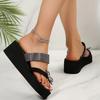 Fashion Fashion Crystal Flower Wedges Slippers Women Summer Thick Bottom Clip Toe Sandals Woman Lightweight Plus Size Slides Shoes 36-42
