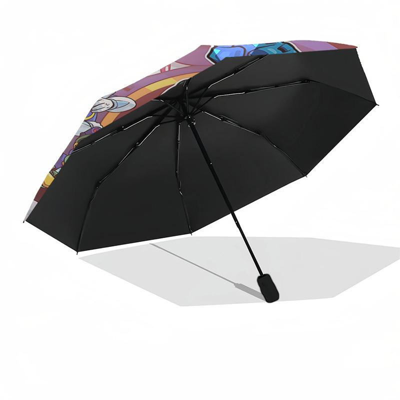 1pc Mega Man Automatic Folding Umbrella, Portable 3-Fold Design with 8-Bone Iron Frame, Outdoor for Fans, Travelers, Everyday Use, Gift Idea.Y077