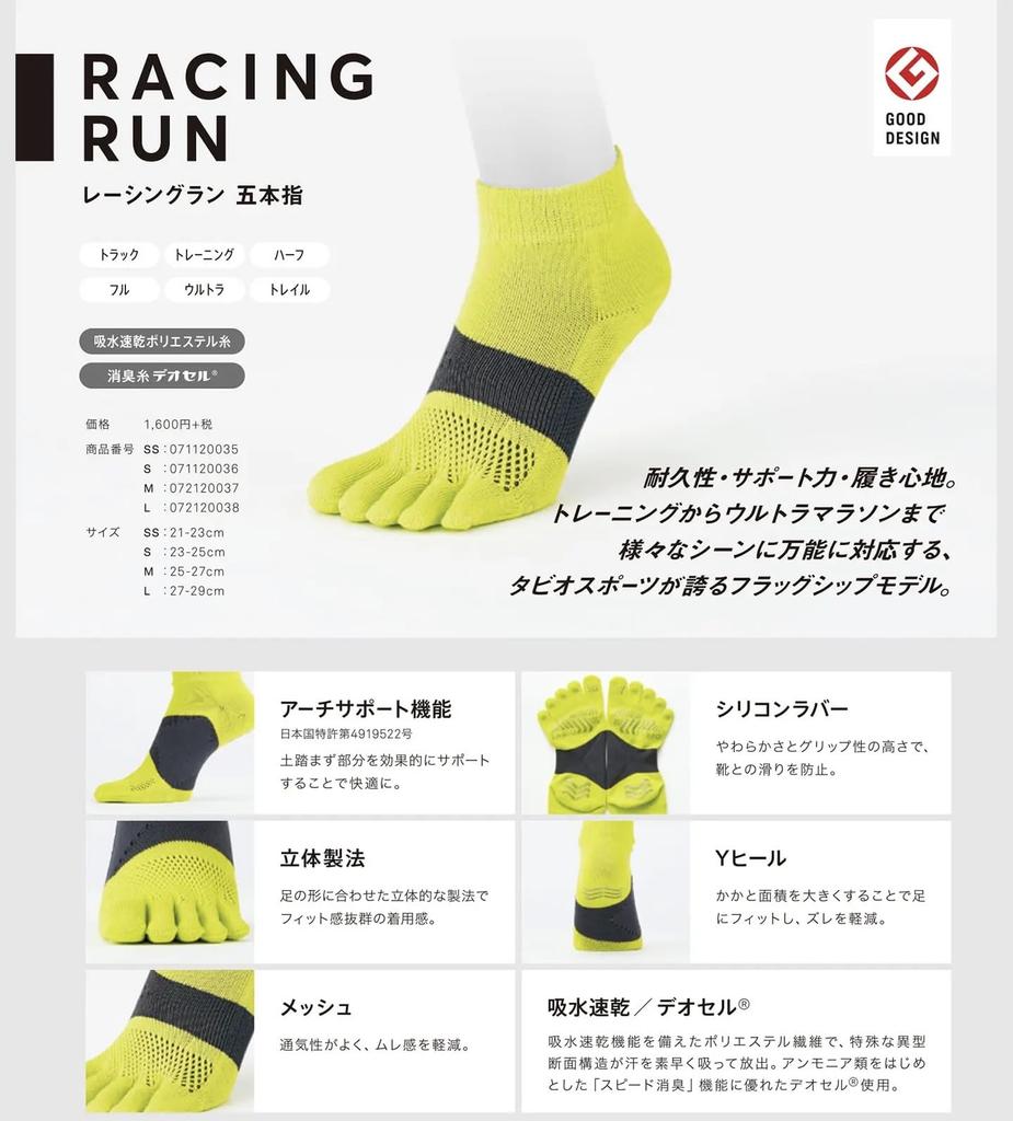 Tabio Racing Run Размеры Спортивные Бирюзовые Носки с Пятью Пальцами, 25.0-27.0см, Носки,