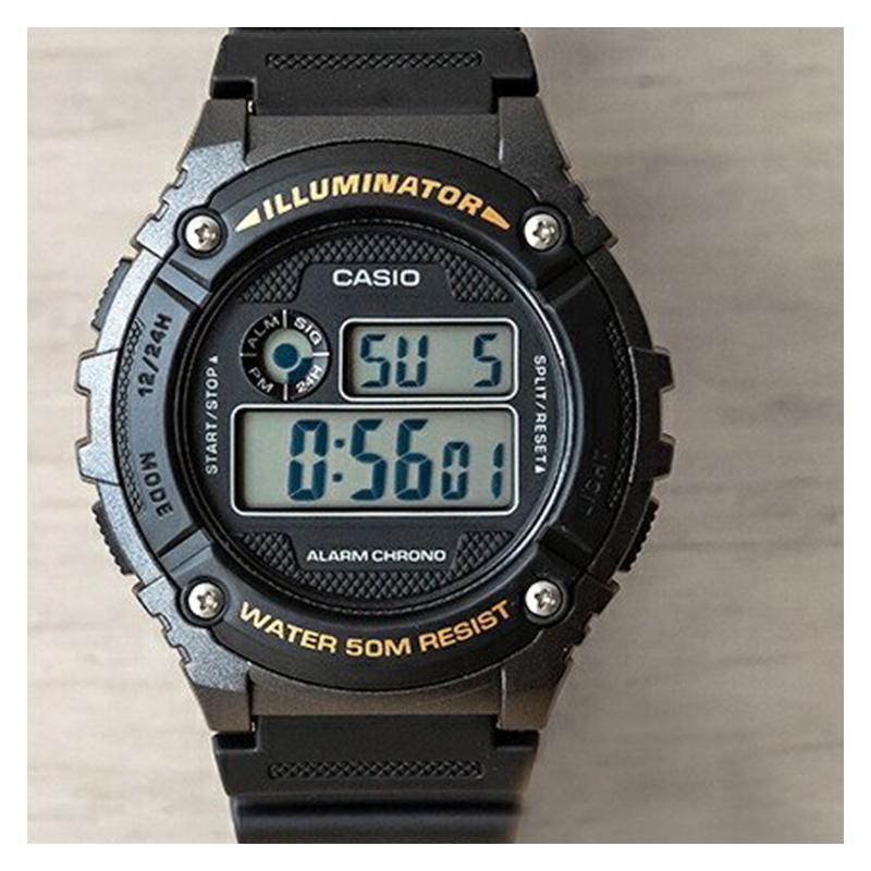Casio Серия YOUTH - цифровой дисплей на диске, стандартные многофункциональные спортивные мужские часы, кварцевый механизм, полимерный ремешок, японский и корейский W-216H-1BVDF