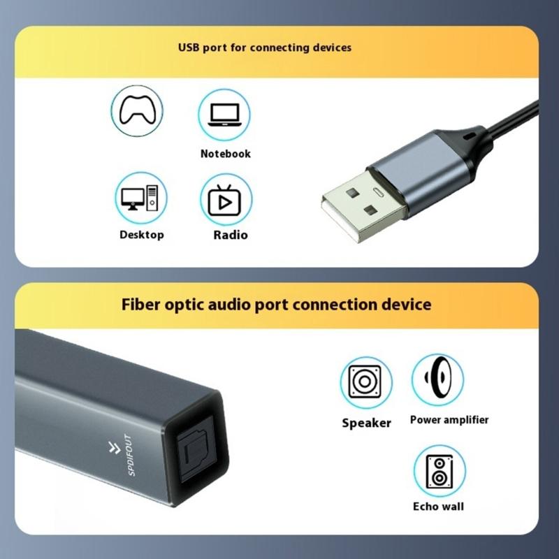 Portable 24Bit 96kHz USB Adapter for TV PC Laptop USB A To SPDIF Audios Converter Quick Installation
