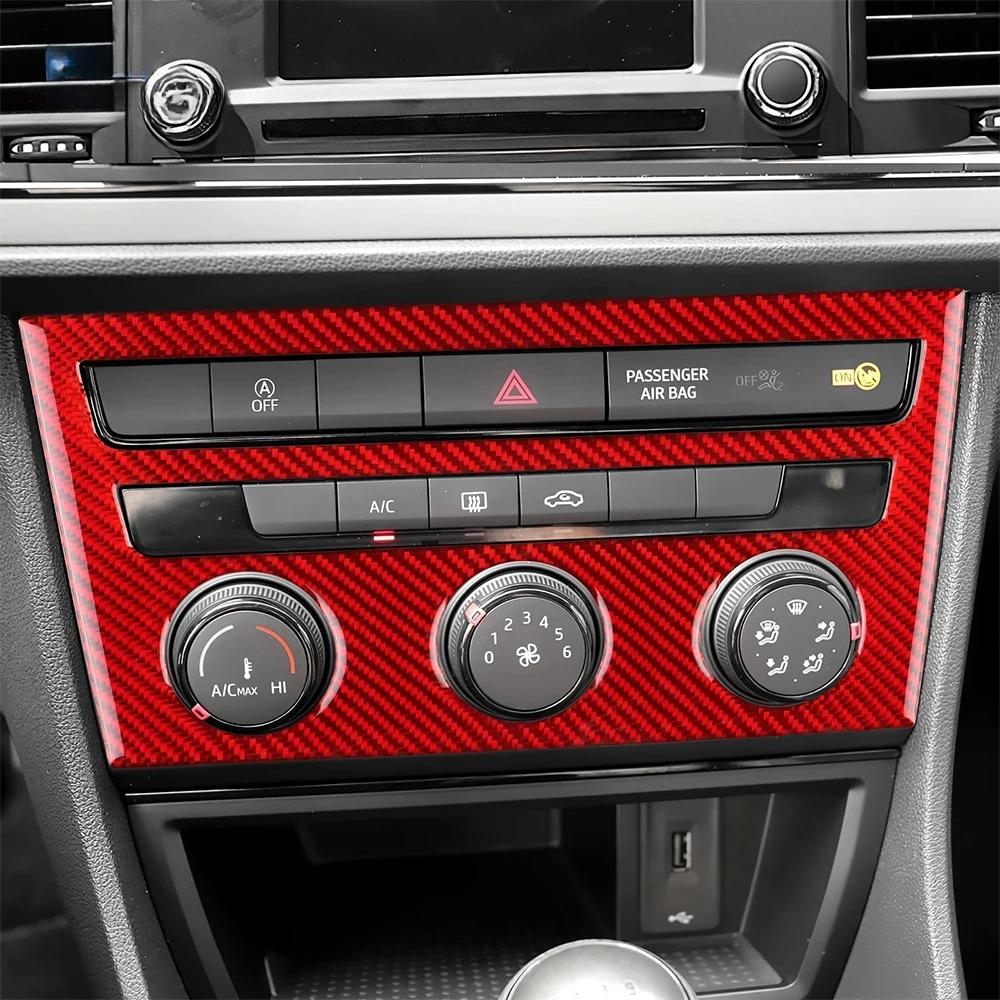 Для Seat Leon MK3 2013 2014 2015 2016 2017 2018 2019 2020 Настоящая мягкая наклейка из углеродного волокна Панель кнопок центрального кондиционера автомобиля LHD RHD