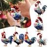 6 шт. Рождественское украшение в виде петуха 2D акриловая рождественская шапка подвеска в виде курицы сезонное