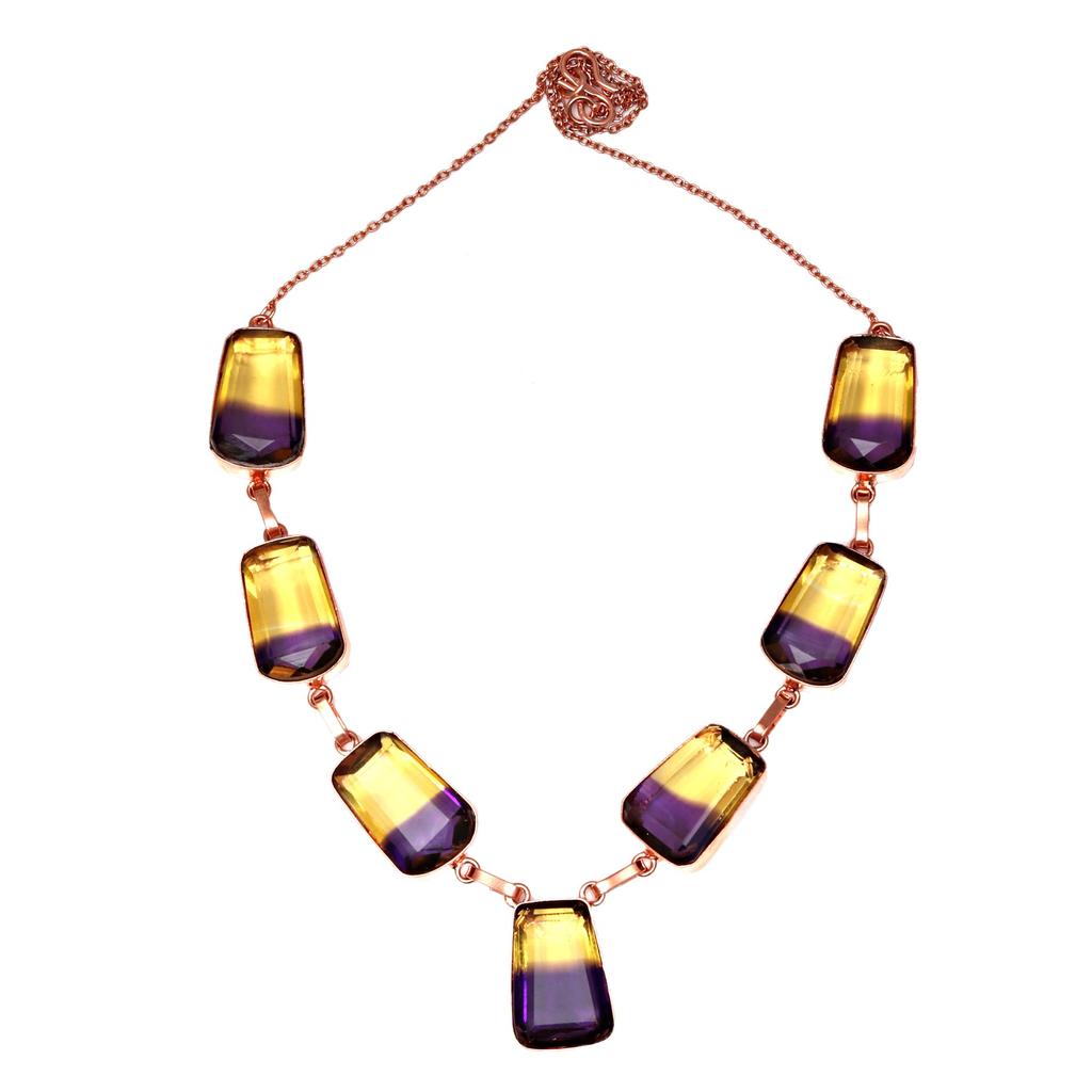 Necklace Bio-Tourmaline Quartz 14 Ct Gold Plated Jewelry 18-20''