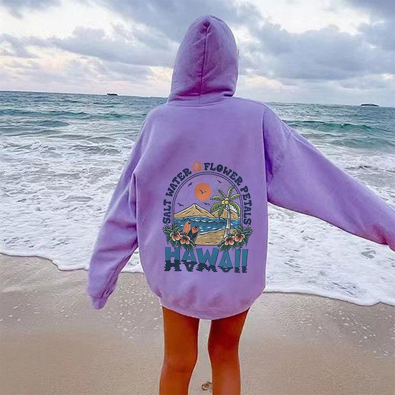 Толстовка с капюшоном и принтом лепестков цветов соленой воды Гавайи