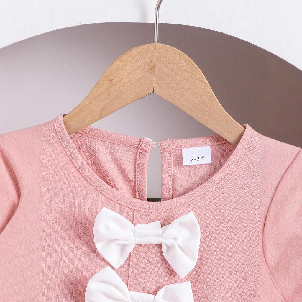 Летний детский комплект из двух предметов: топ без рукавов и брюки с милым бантом для девочек