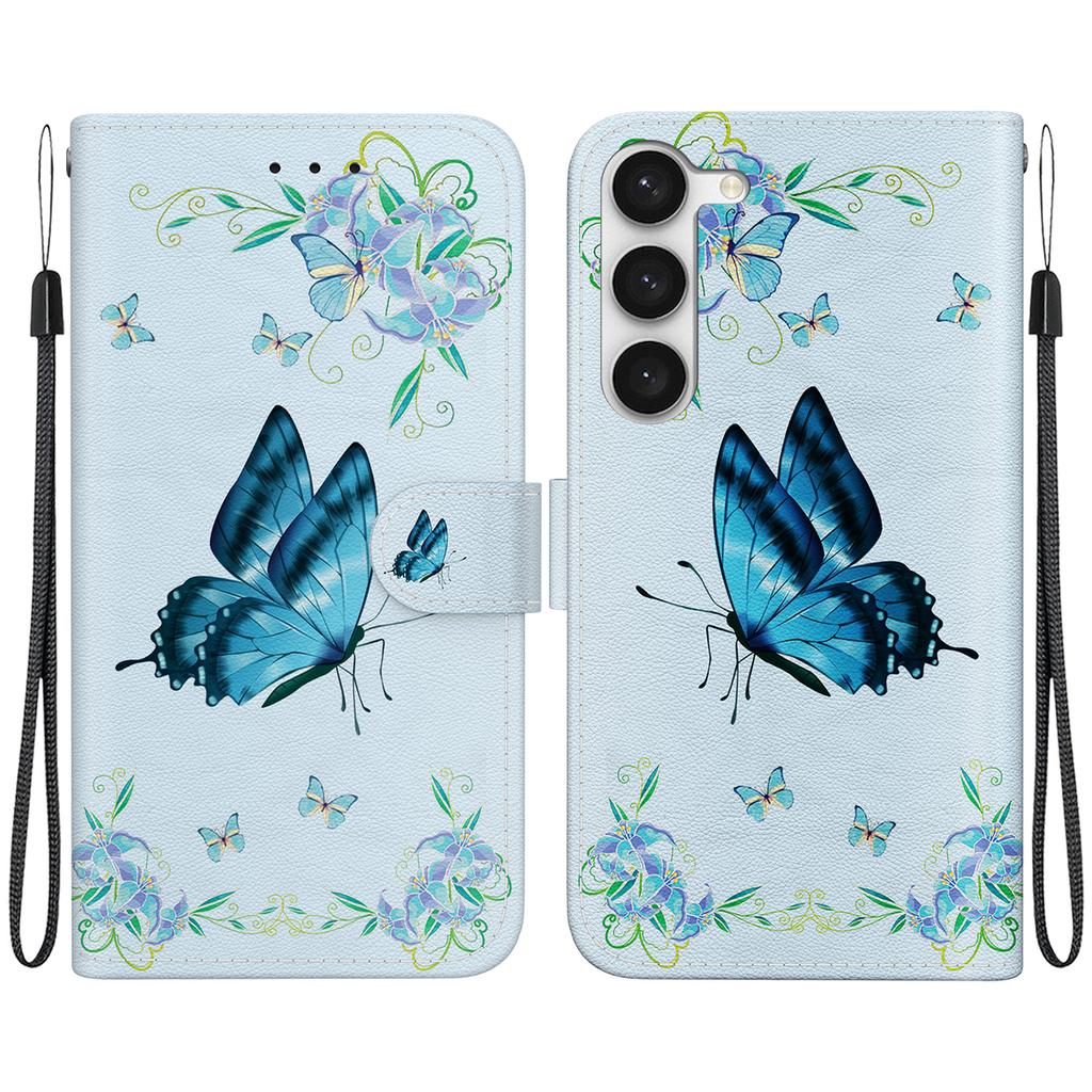 Wallet Case with Card Holder Floral PU Leather Case Kickstand Wrist Strap Shockproof Cover for Samsung Galaxy S23 S22 S21 S20 Plus Ultra S8 S9 S10