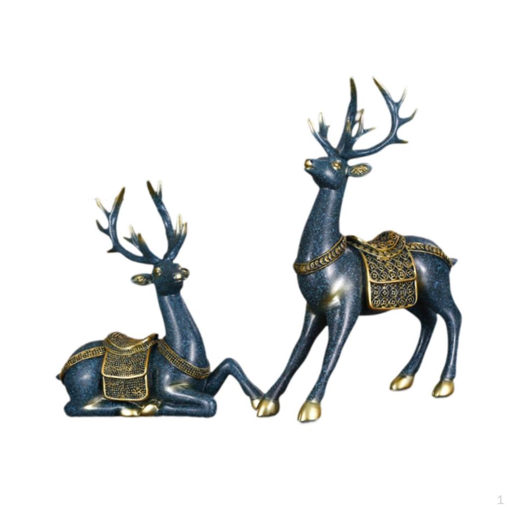2 штуки фигурок оленей, смоляные статуэтки сидящего и стоящего оленя, скандинавская скульптура, украшения с оленями для
