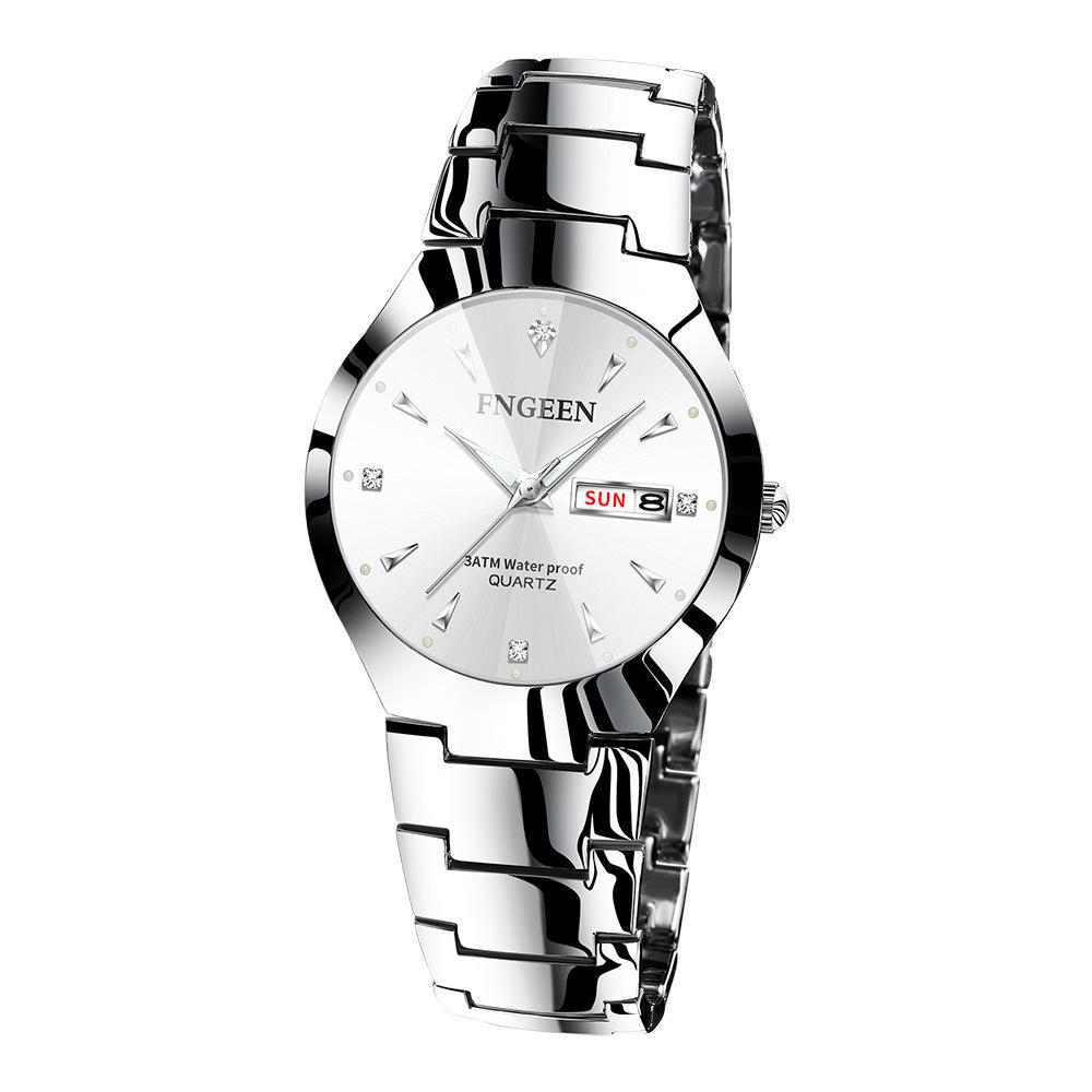 Korean Style Tungsten Color Ultra-Thin Waterproof Quartz Watch for Couples