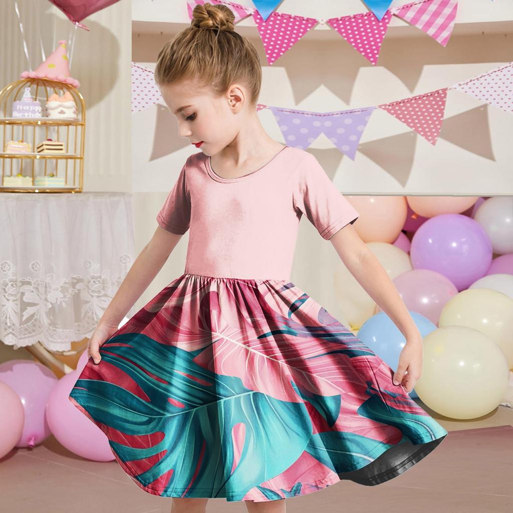 Летнее платье для девочек, платье для малышей, однотонное повседневное платье-футболка с коротким рукавом А-силуэта