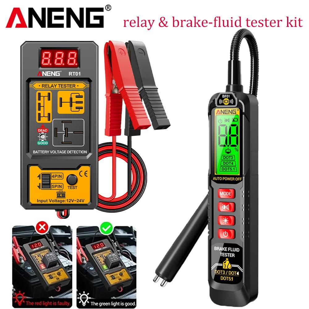 Portable Auto Electrician Kit ANENG BF01 Brake Fluid Tester Car Relay RT01 Voltage Tester 12V/24V Relay Detector 4/5 PinBrake Oil  Analyzer Test Tools