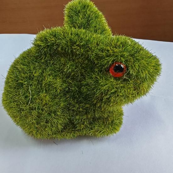 1 шт./2 шт. Статуэтка пасхального кролика из искусственного мха, фигурка кролика из флокированного зеленого кролика, украшение для стола, пасхальный подарок для семьи и друзей