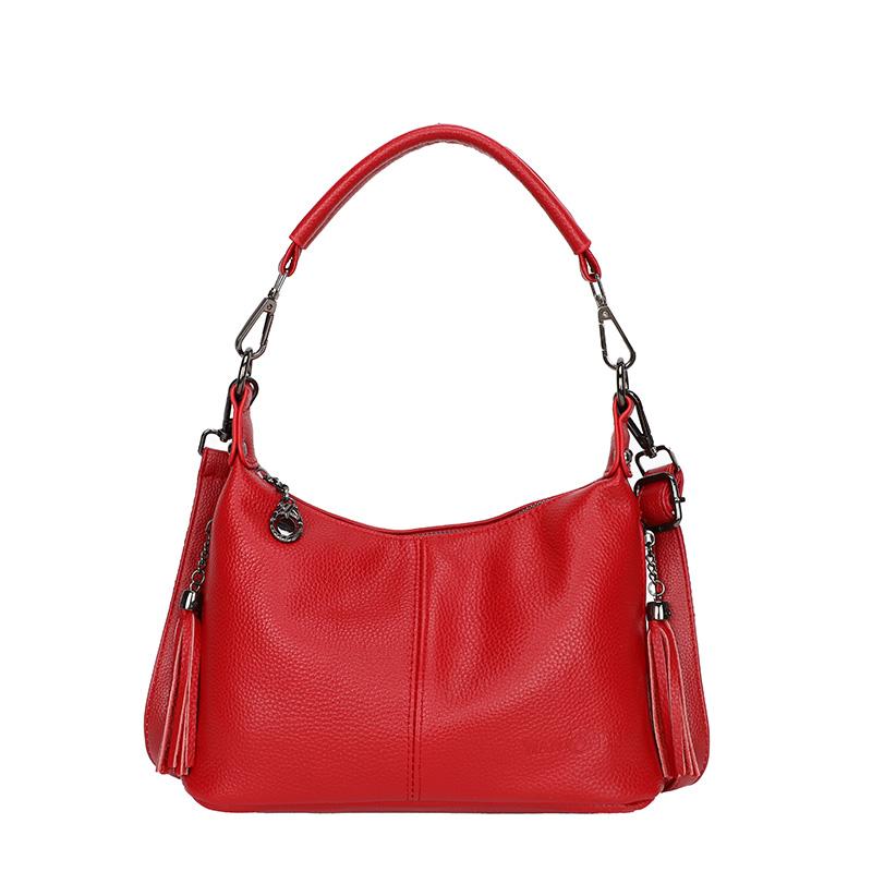 Винтажная однотонная женская сумка через плечо из натуральной кожи с кисточками из коровьей кожи