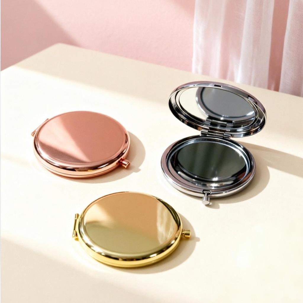 Double-Sided Metal Pocket Mirror - DIY Engraving Handheld Makeup Mirror