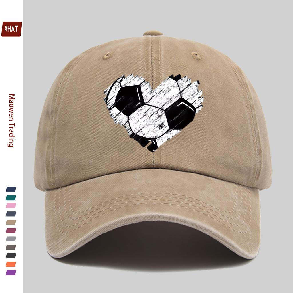pc Vibrant and Beautiful HeartShaped Soccer Print Baseball Cap Printed Design Casual Hat for Sports Enthusiasts Comfortable