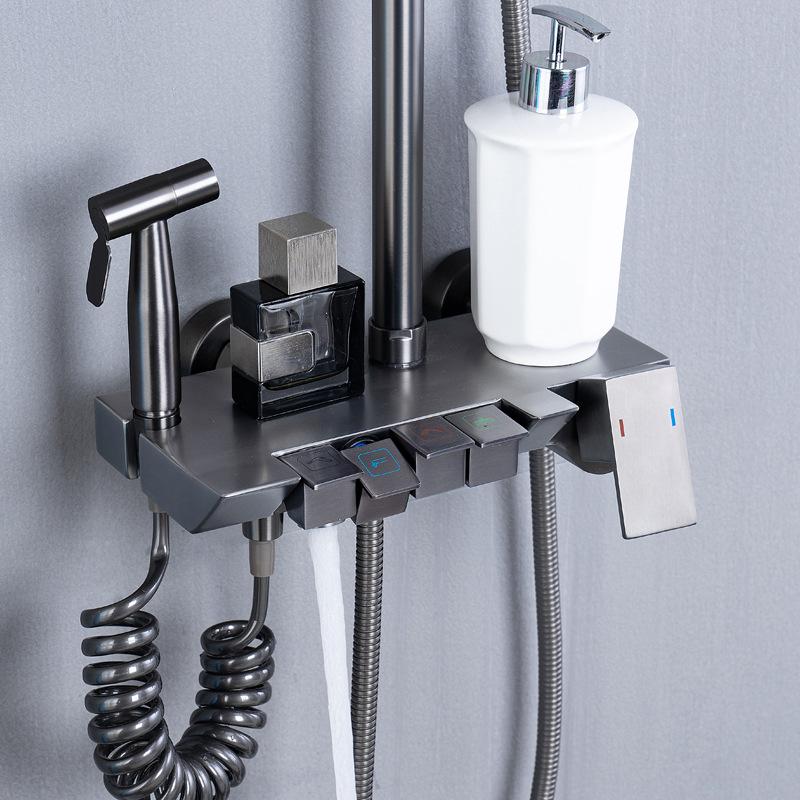 Набор для душа из нержавеющей стали 304, никель/серый, система душа с клавишами пианино, набор для душа, смеситель для горячей и холодной воды