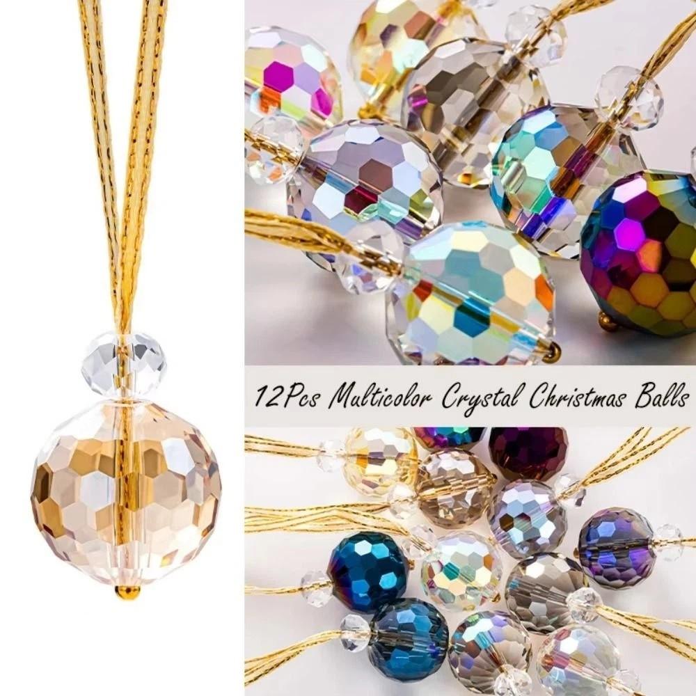 12Pcs Clear Christmas Tree Decoration 22mm Hanging Crystal Balls Pendant Ceiling Decor
