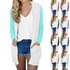 Women's Fashion Casual Comfortable Splicing Color Mid-Length Cardigan Jacket