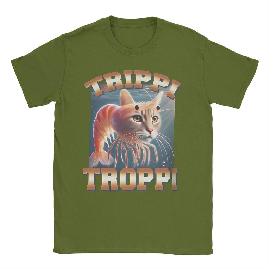 Мужские футболки TRIPPI TROPPI Итальянский мем про мозговую гниль Хлопковая одежда Повседневная футболка с коротким рукавом и круглым вырезом