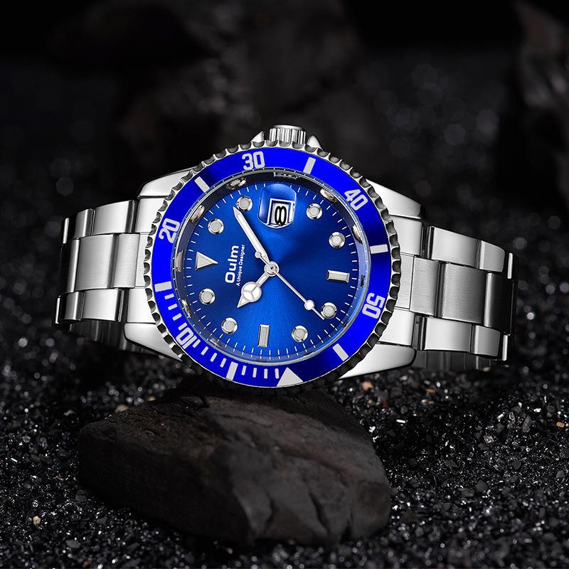 Oulm Часы мужские кварцевые Water Ghost Luminous Calendar Steel Band Watch Casual Sports Business Watch