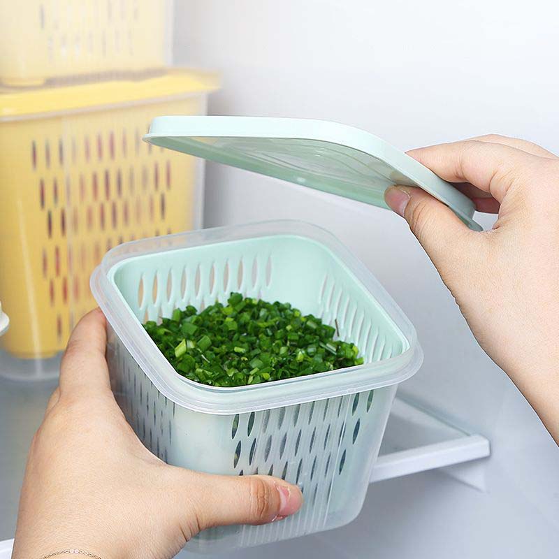 Контейнер для хранения продуктов питания для дома, лука, имбиря, чеснока, дренажные коробки с крышкой, органайзер для холодильника для фруктов, пищевая кухонная коробка