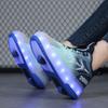 Skate Shoes for Kids LED Light Luminous Sneakers Children Two Wheels Shoes for Boys Girls with USB Charging