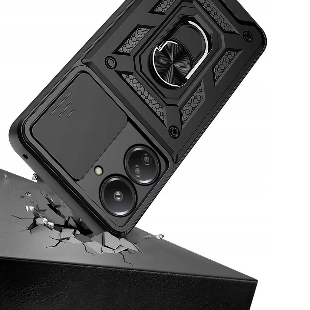 Case for Xiaomi Redmi 13C 4G / Poco C65 ARMOR SLIDE RING BACK + Glass