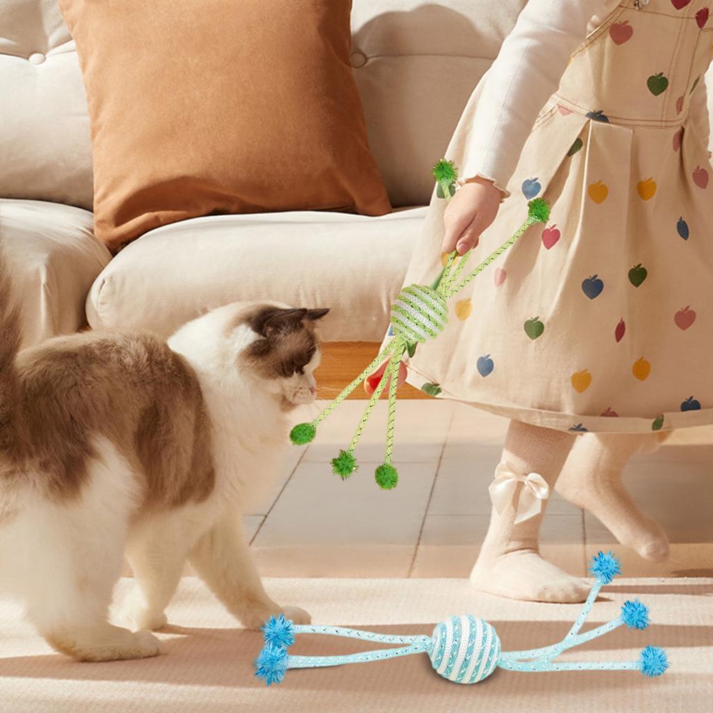 Interactive 6- String Ball Cats Toy With Tassels For Self-Play & Boredom Relief