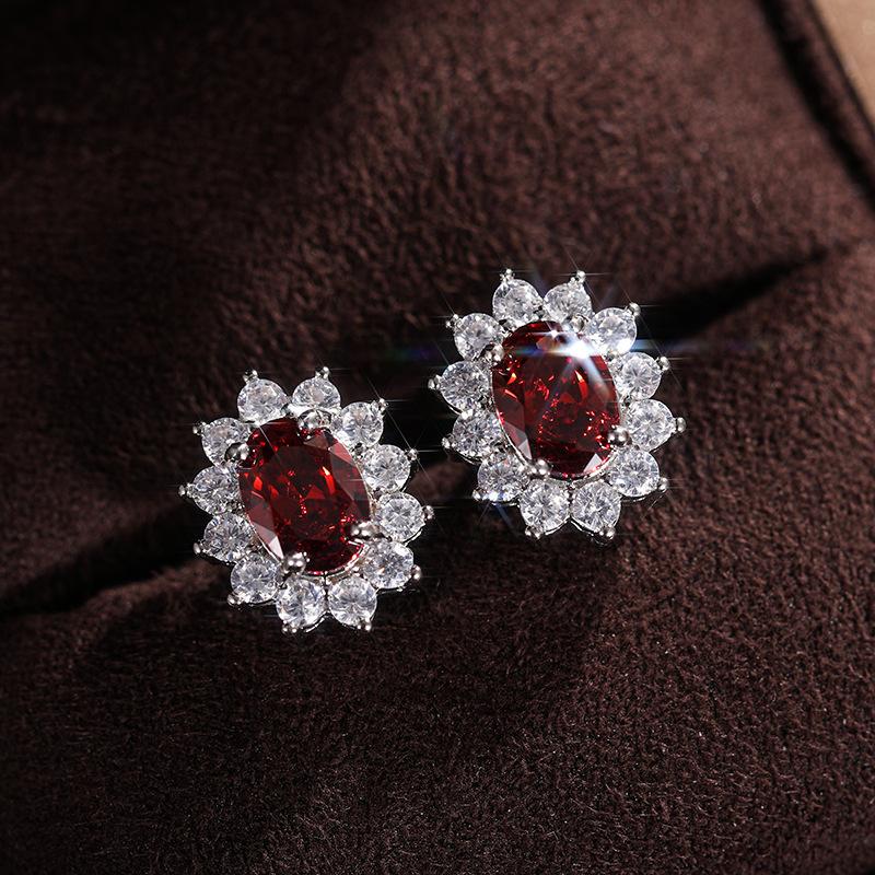 Новые серьги-гвоздики из стерлингового серебра для женщин, 7 цветов, с цветами и цирконами. Модные, изысканные камни, цветы. Прекрасная принцесса.
