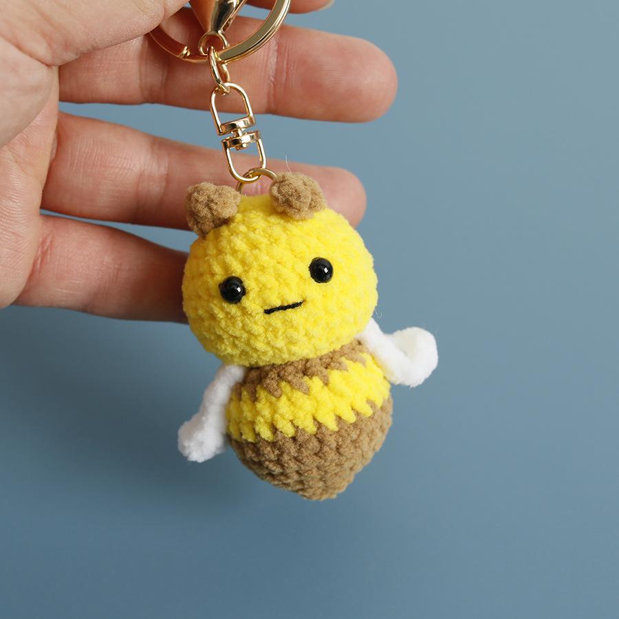 Funny Sheep Doll Crochet Keychains Custom Crochet Cartoon Animal Doll Series Keyring Knitting Bee Doll Cute Keychain
