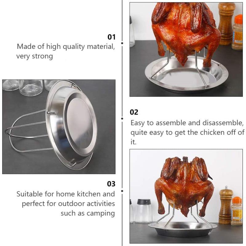 Новый высококачественный держатель для курицы и утки, подставка для гриля, жарка для ребрышек барбекю, антипригарные решетки для барбекю из углеродистой стали, куриная тарелка