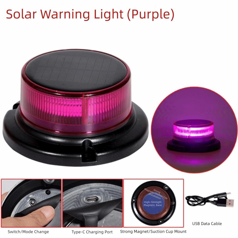 Solar Powered Night Warning Light Magnetic Base Warning Strobe Light Solar Beacon Light Car Roof