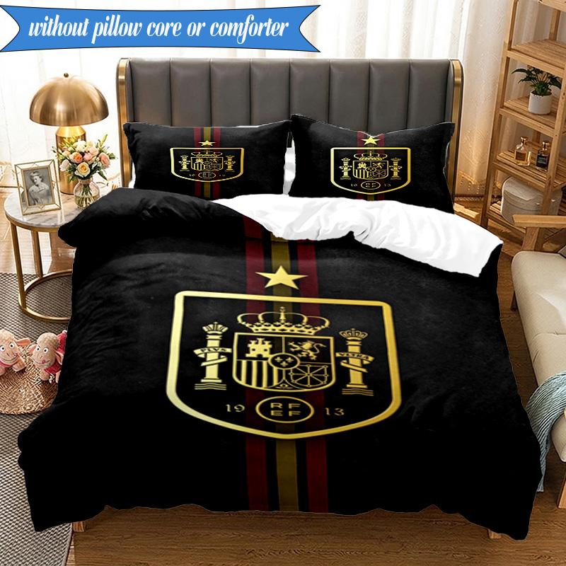 Spain National Football Team 3pcs Bedding,Including 1pc Duvet Cover And 2pcs Pillowcases Perfect for Christmas,Ideal for Bedroom, Dormitory