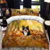 Cute Pet Dog Duvet Cover 3D Printed Puppy Collie Bedding Set King Full Size Animal Comforter Cover 2/3pcs Polyester Quilt Cover
