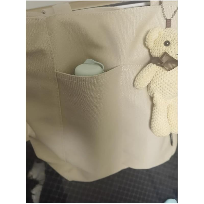 [Xpass] Tote Bag Canvas A4 Canvas Tote Canvas Ladies Men's Plain Color With Zipper Has an Inside Pocket Bg102gry