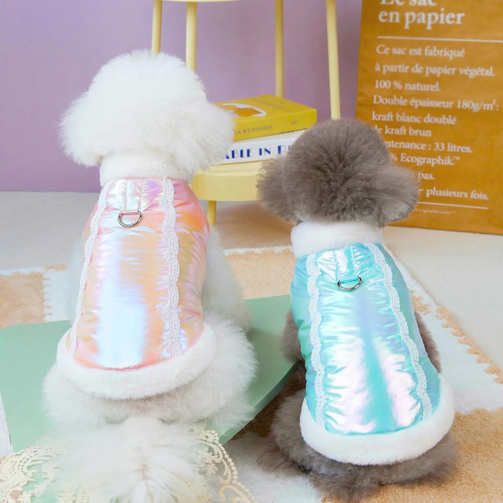 Осенне-зимняя одежда для собак, однотонная одежда из хлопка для собак, узорчатая одежда с пайетками, плюшевая одежда для маленьких и средних собак, одежда для щенков