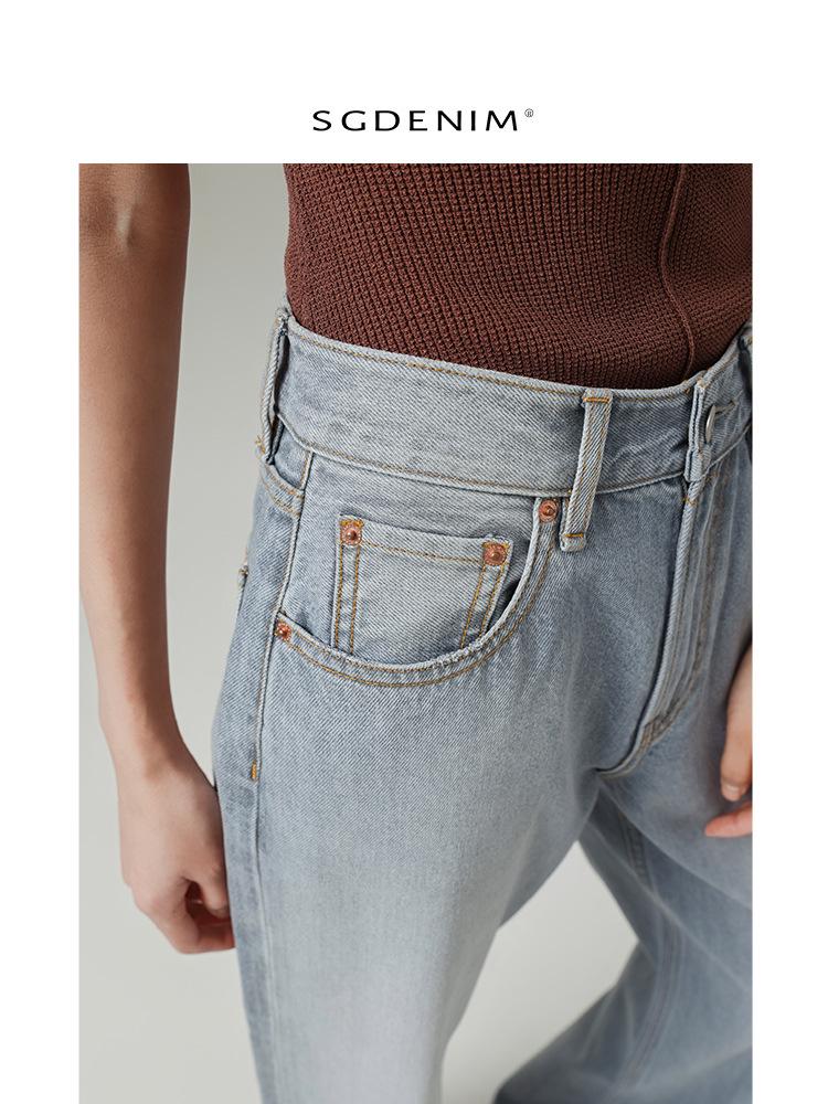 Women's High-Waisted Wide-Leg Floor-Length Jeans - Spring Collection by Big Brand Dupe
