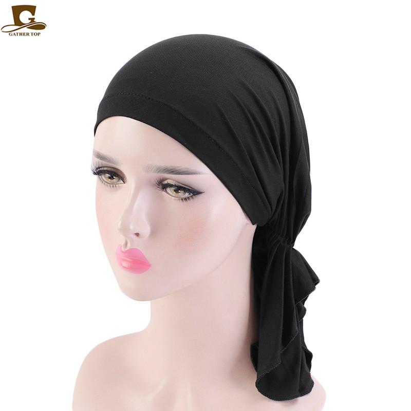 Chemo Headwear Turban Hats For Women Hair Loss Beanie Caps Solid Color Elastic Headwraps Hats For Cancer Hair Cover