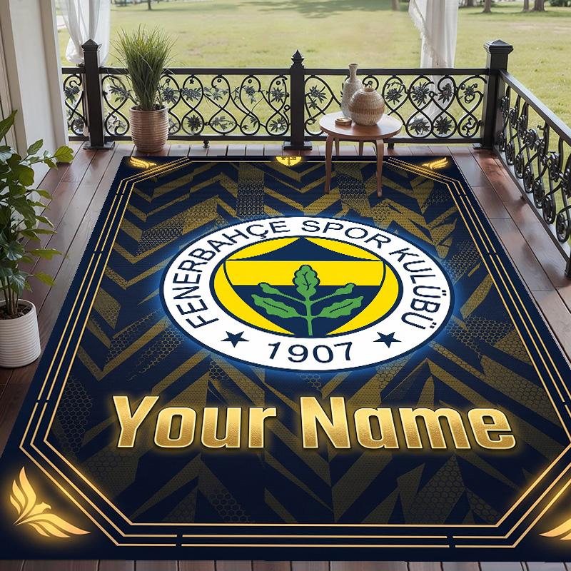 Custom Text Printed Rug Fenerbahçe FC Non Slip Floor Carpet For Home Room Decor