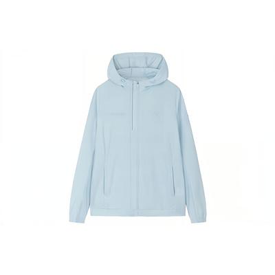 Чистый цвет с капюшоном Ice Skin Cool Texture Jacket Женская куртка светло-голубая 162337720-1