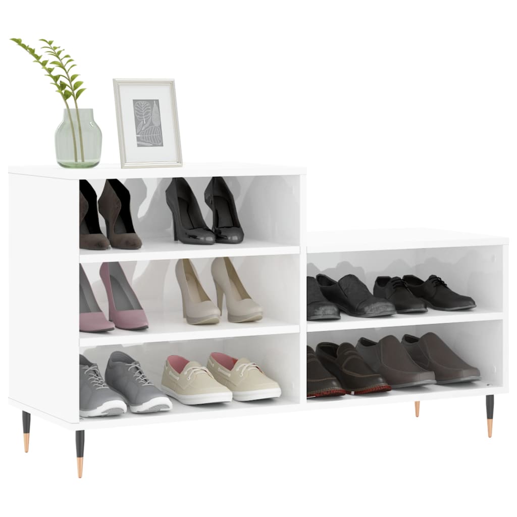 Shoe Rack High Gloss White 102 x 36 x 60 cm Engineered Wood