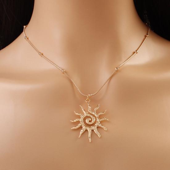 Yousheng Spiral Sun Pendant Necklace Titanium Steel Vintage Necklace Bohemian Sun Charm Necklace Prom Birthday Jewelry for Her