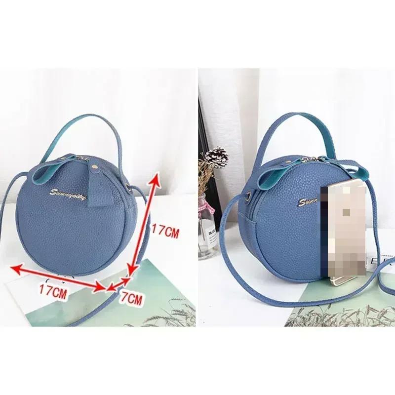 Fashion Women Handbag Small Round Circle Bag Girl Cute Shoulder Messenger Bag Beauty Hand Bags for Women Litchi Bag