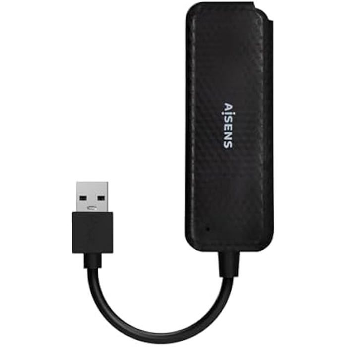 AISENS - A106-0713 - Hub USB 3.0, Type A/M-4XType A/H, Noir, 15 cm