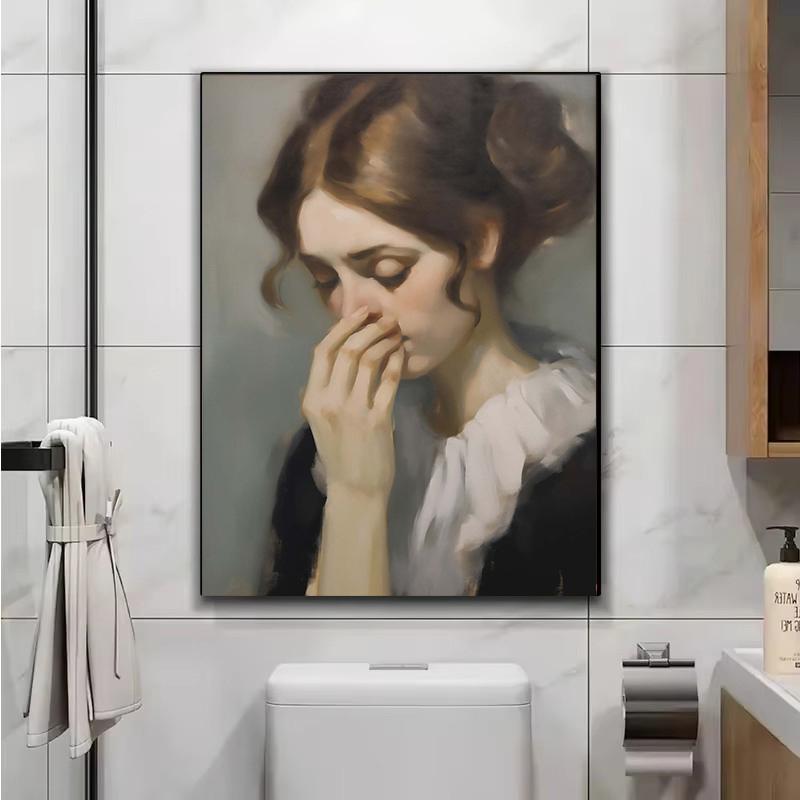 Юмор Женщина Неприятный запах Туалет Плакат Холст Картина Настенная Живопись Печать Смешной Декор Ванной Комнаты Винтажный Стиль Плакат Cuadros