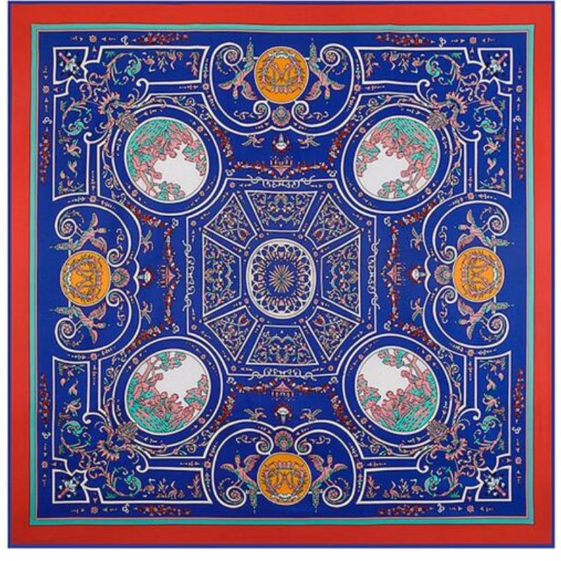 100% Silk Twill Luxury Brand Silk Scarf For Women, New Fashion Large Square Scarves Headband Maze Paisley Print Shawl Hijab